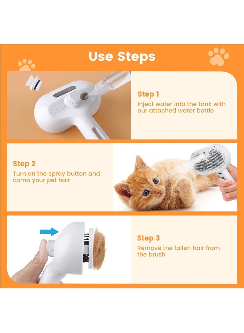 Cat Steam Brush for Shedding, Steamy Cat Brush for Long  Short Haired Cats  Dogs, Spray Cat Brush for Pet Grooming, Self-Cleaning Pet Hair Removal Comb with Water Tank - Image 5