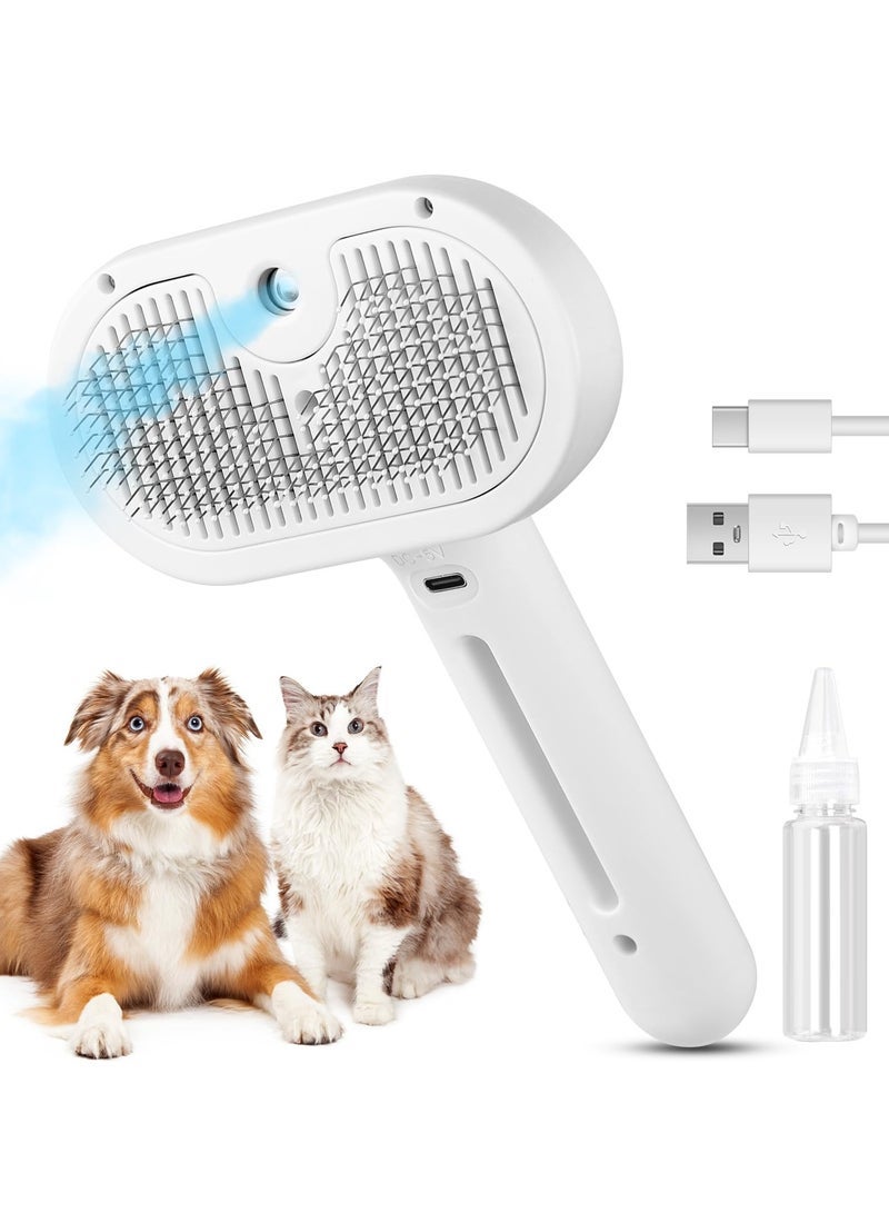 Cat Steam Brush for Shedding, Steamy Cat Brush for Long  Short Haired Cats  Dogs, Spray Cat Brush for Pet Grooming, Self-Cleaning Pet Hair Removal Comb with Water Tank - Image 1