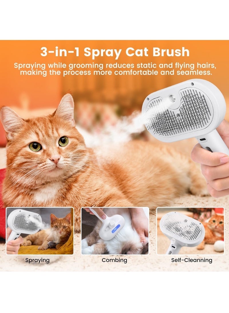 Cat Steam Brush for Shedding, Steamy Cat Brush for Long  Short Haired Cats  Dogs, Spray Cat Brush for Pet Grooming, Self-Cleaning Pet Hair Removal Comb with Water Tank - Image 4