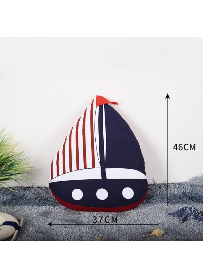 Fish Shaped Cotton and Linen Pillow Nautical Theme Cushions - Image 3