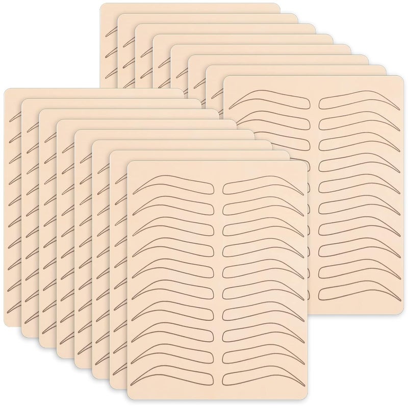 Maitys 16 Pieces Microblading Supplies Double Sided Practice Skin for Eyebrows Fake Skin Latex Microblading Kit No Ink Makeup Silicone Skins to Practice BrowBlack