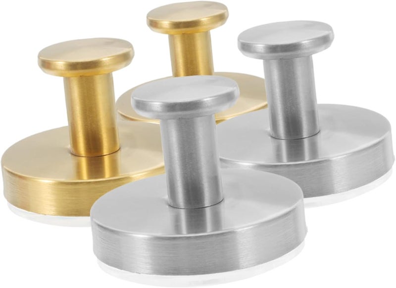 TIDTALEO Stainless Steel Suction Cup Hooks No-Drill Wall Coat Hooks for Bathroom and Shower Towel Holder 4pcs Set Gold and Brushed Finish - Image 1