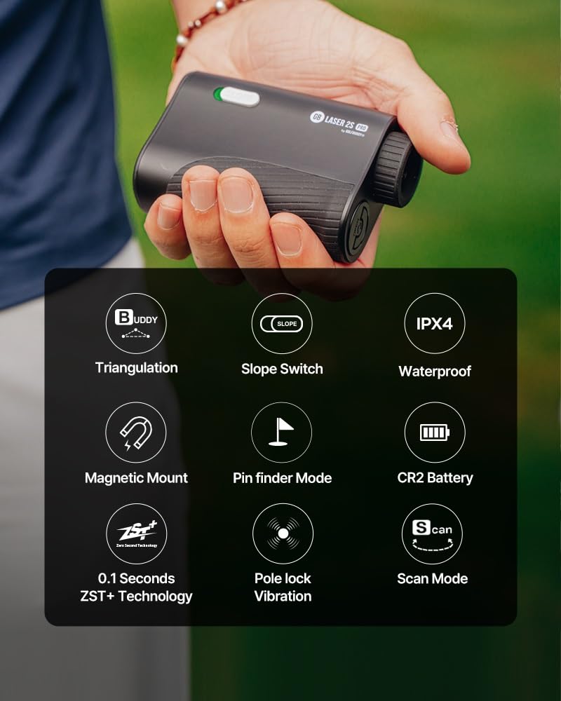 Golf Buddy GOLFBUDDY 2S PRO Golf Range Finder with Slope, Measuring from The Cart, 1093 Yard Laser Rangefinder, Magnetic Mount, Pin Finder with Flag Pole Locking Vibration, One Click Scan Mode, Water Proof - Image 4