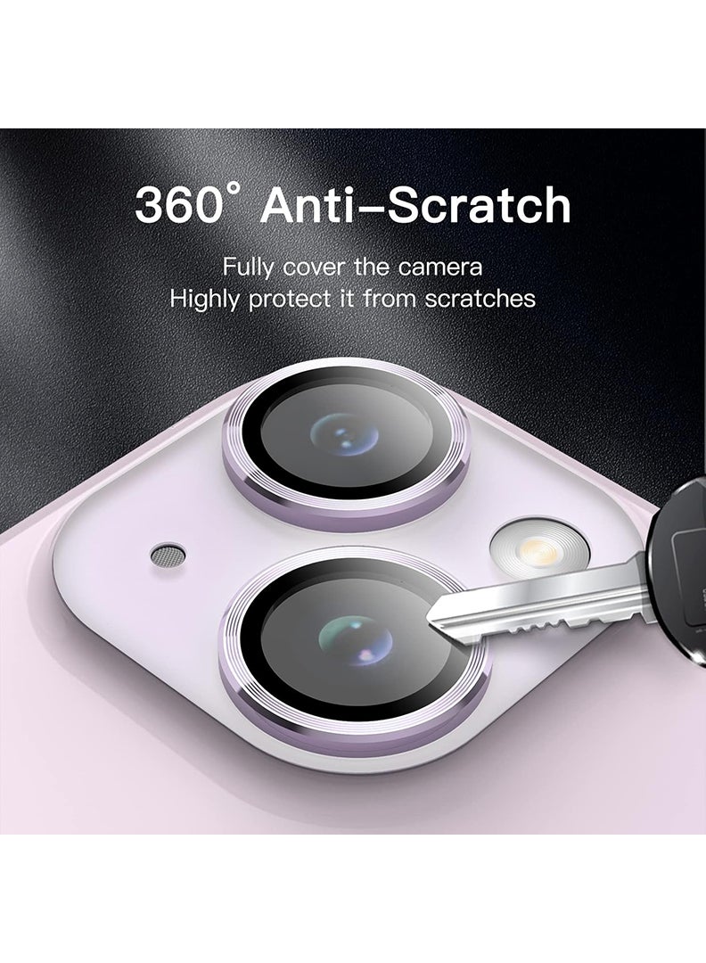 Theodor iPhone 14/ 14 Plus 2 Pcs Camera Lens Protector With 9H Tempered HD Glass Camera Cover Anti Scratch Aluminum Alloy Camera Ring, Purple - Image 5