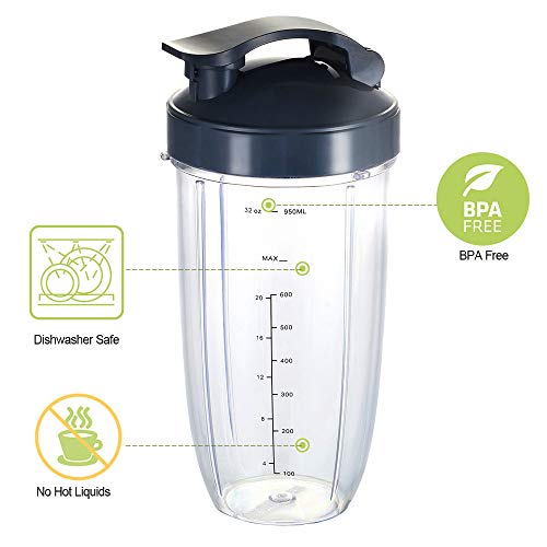VGEFC Replacement Parts for 32OZ Cups and Flip Top To Go Lids and Parts Extractor Blade Compatible with NutriBullet 600W/900W Blenders (12 PCS) - Image 2
