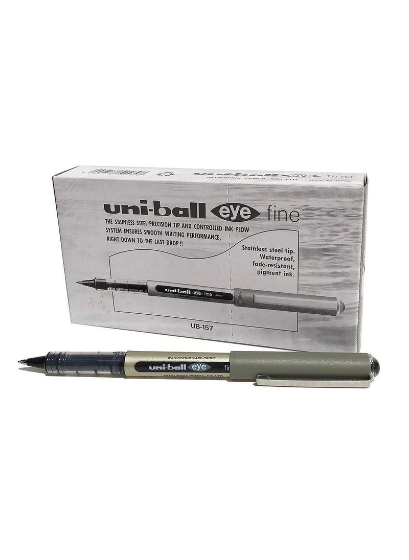 Uniball 12-Piece Eye Fine Roller Pen 0.7mm Tip Black Ink  - Image 1
