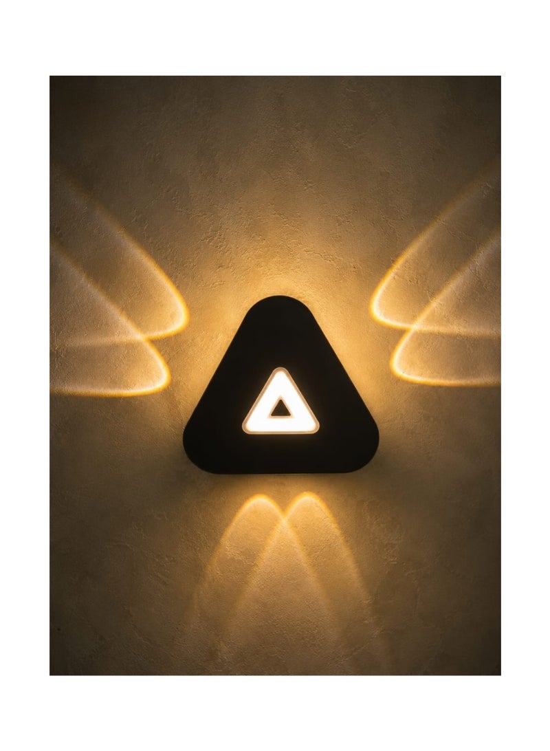 Modern black wall sconce (warm lighting) in the shape of a triangle - Image 1