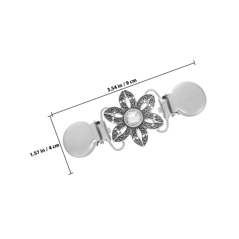 2PC Sweater Clips White Crystal Inlaid Tie Sweater Clips Bundle Clips Buckle Cardigan Clips Sweater Collar Clips ( ) - Image 2