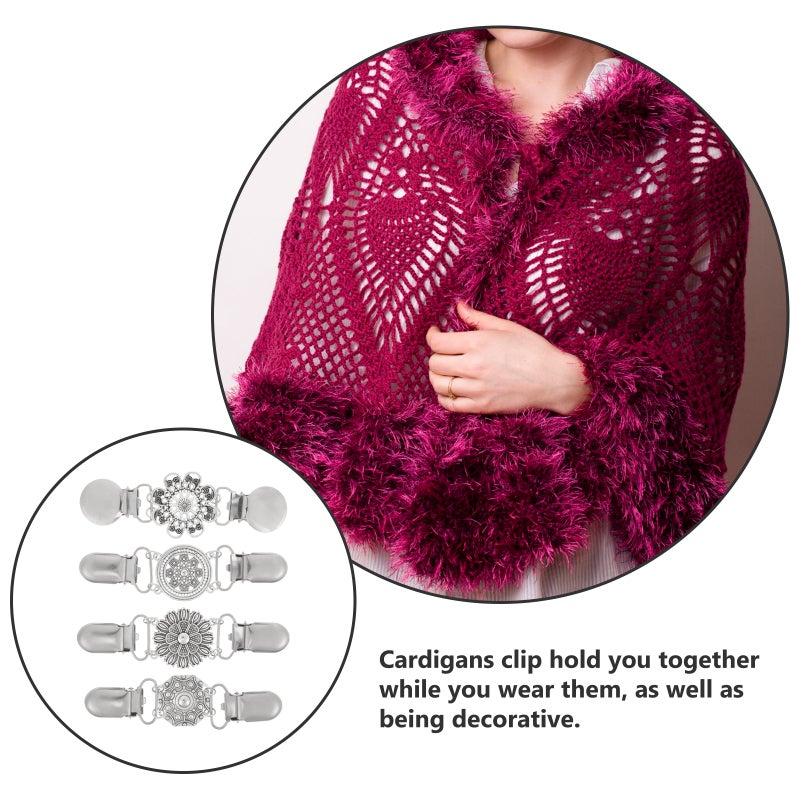 2PC Sweater Clips White Crystal Inlaid Tie Sweater Clips Bundle Clips Buckle Cardigan Clips Sweater Collar Clips ( ) - Image 3