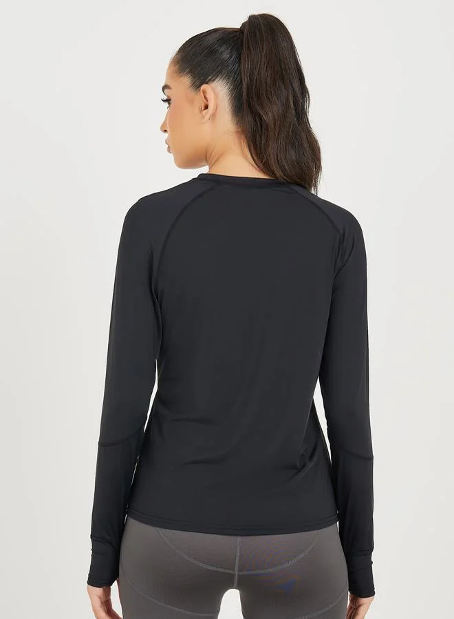 Styli Multi Panel Reflective Stripe with Thumbhole Detail Top