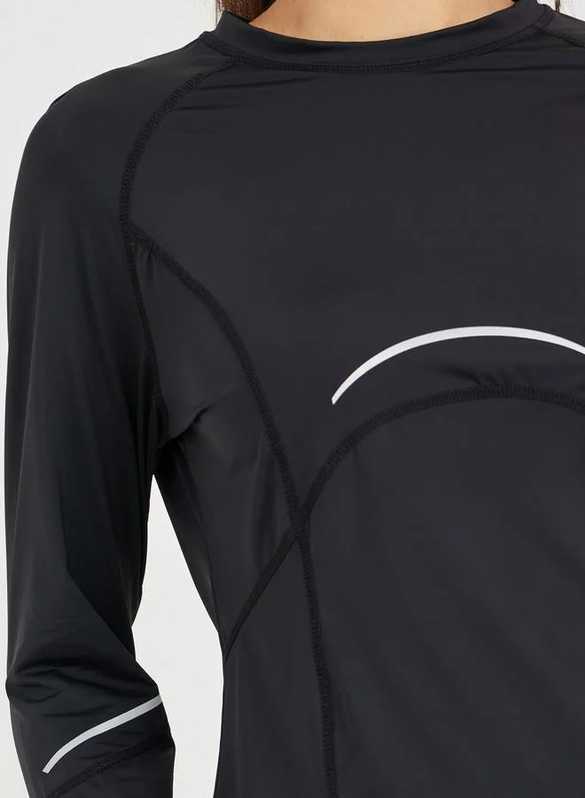 Styli Multi Panel Reflective Stripe with Thumbhole Detail Top
