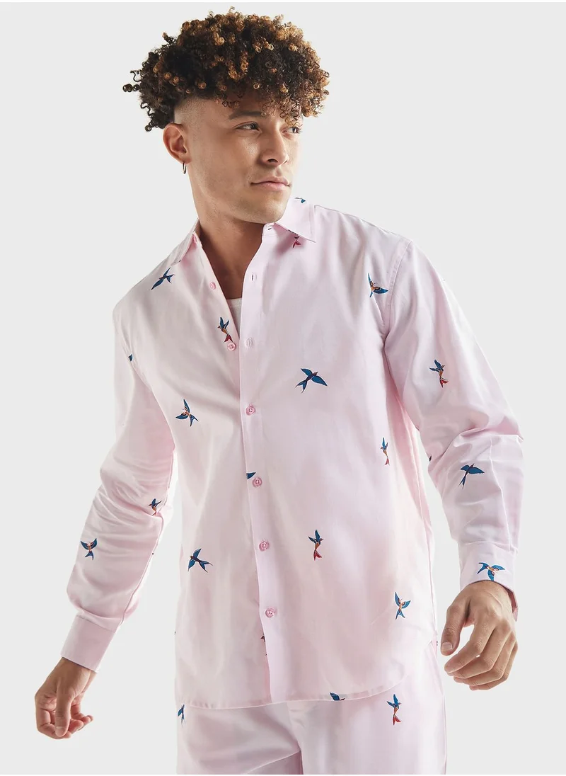 FAV Bird Print Relaxed Fit Shirt