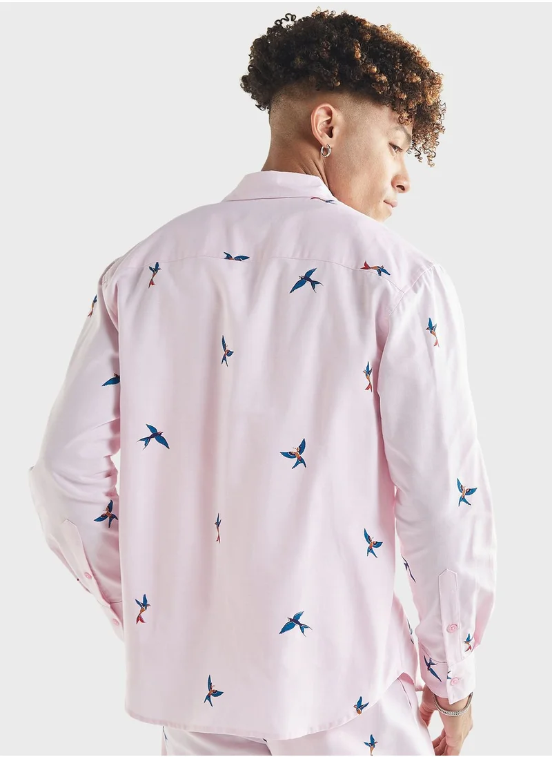 فاف Bird Print Relaxed Fit Shirt