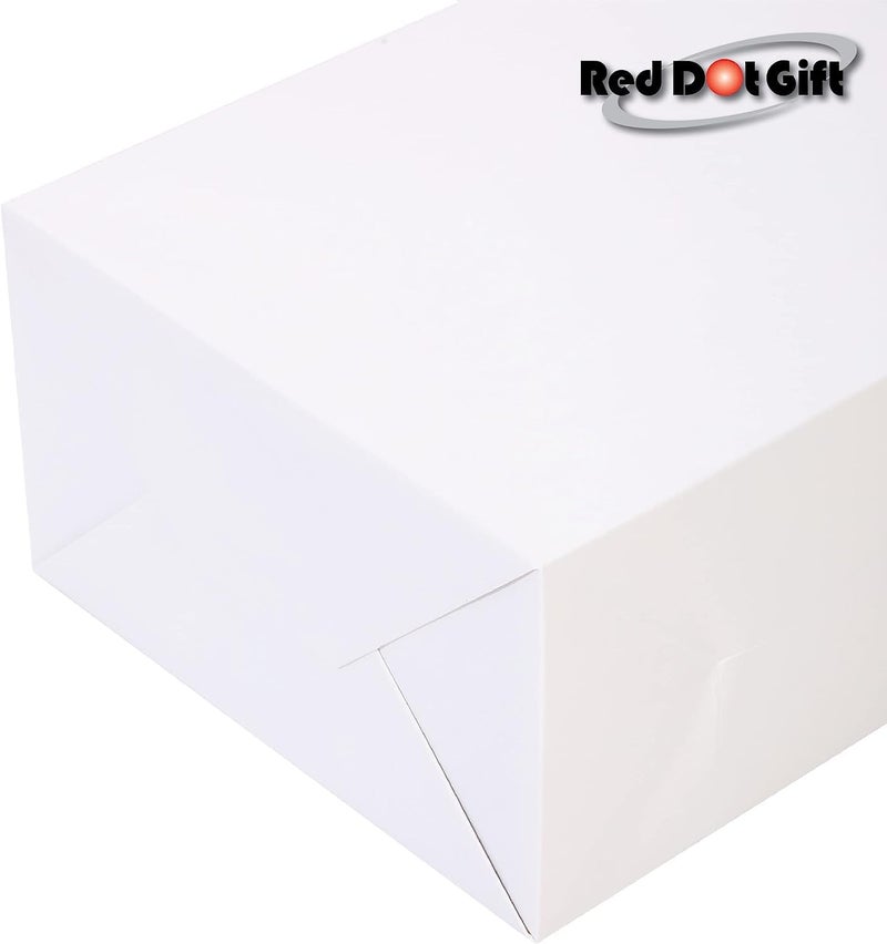 Red Dot Gift عبوة من 10 أكياس ورقية منقوشة، أكياس هدايا، أكياس تسوق، أكياس هدايا للحفلات لعيد الميلاد، عيد الأم، حفلات استقبال المواليد، حفلات الزفاف (A5 H24.9 * 19.5 * 11cm، أبيض) - Image 4