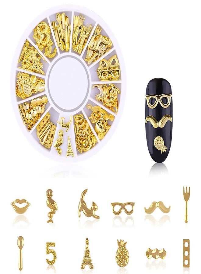 DANNEASY 3d Nail Charms, Nail Jewels, Gold Nail Art Charms, Charm for Nails Metal Nail Studs Jewelry for Acrylic Nails DIY Craft Nail Decoration (6 Boxes) - Image 2