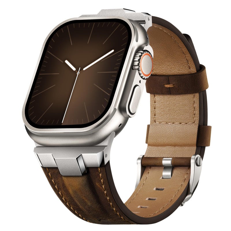 Suitisbest Leather Bands Compatible for Apple Watch Ultra Band 49mm 46mm 45mm 44mm 42mm, Genuine Leather Replacement Strap for iWatch Series 11 10 9 8 7 6 5 4 3 2 1, SE 3 2 1, Ultra 3 2 1 - Image 1