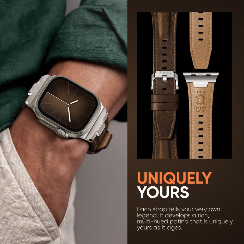Suitisbest Leather Bands Compatible for Apple Watch Ultra Band 49mm 46mm 45mm 44mm 42mm, Genuine Leather Replacement Strap for iWatch Series 11 10 9 8 7 6 5 4 3 2 1, SE 3 2 1, Ultra 3 2 1 - Image 5