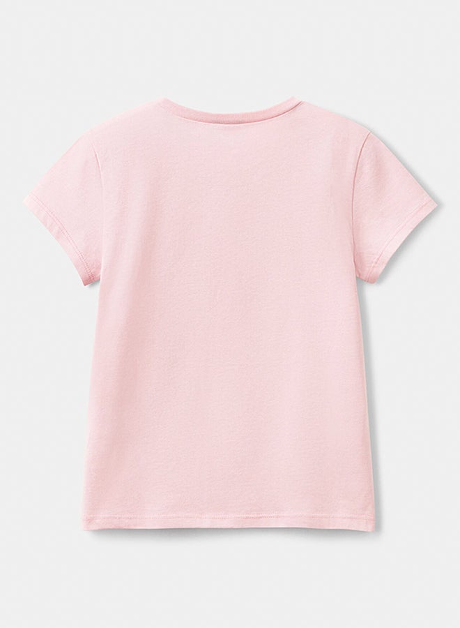 بينيتون تي شيرت بنات مع شعار لامع من القطن - Image 2