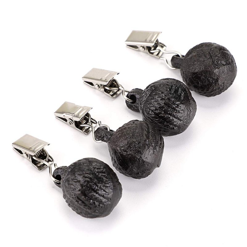 OwnMy OwnMy Set of 4 Black Tablecloth Weights Clip on Pendant Tablecloth Weights Kit with Cast Iron Round Ball Heavy Duty Flag Weight Clips for Outdoor Garden Party Picnic Table Cloths 