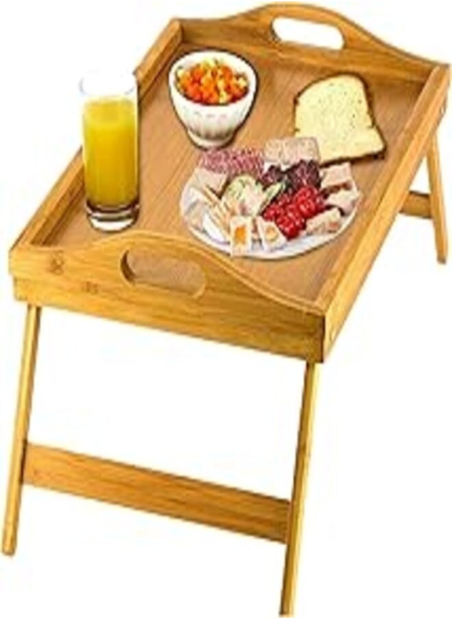 Home-it - Home-it Bed Tray table with folding legs, and breakfast tray Bamboo bed table and bed tray with legs, SYNCHKG044318 - Image 1
