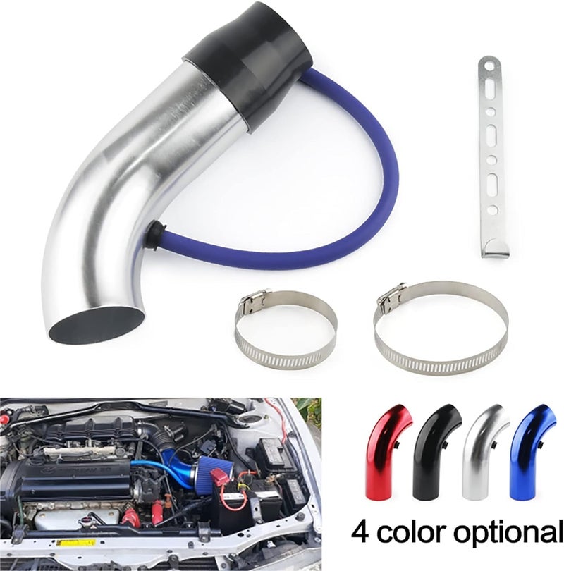 AUTO MT فلتر هواء السيارة K N الفضي + أنبوب سحب هواء بارد 3 إنش عالمي للأداء - Image 4