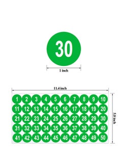 KASTWAVE Number Stickers, Consecutive Number Stickers (1-50) 2.54cm Number Labels Waterproof Self-Adhesive Universal Label for Indoor Outdoor Daily Storage Uses (Green, 10 Sheets)  - Image 2