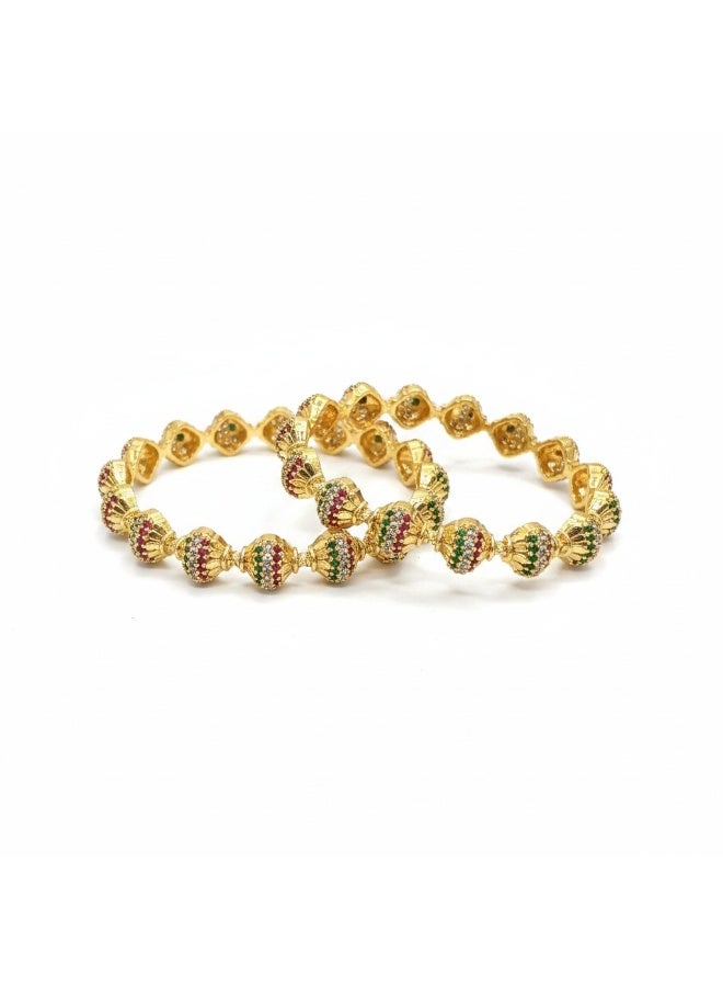 Pretty Precious American Diamond Bangles for Women & Girls | Gold & Rhodium Plated Designer Bangles | Elegant Party, Wedding & Festive Wear-Size (2.6)-Ruby Green - Image 4