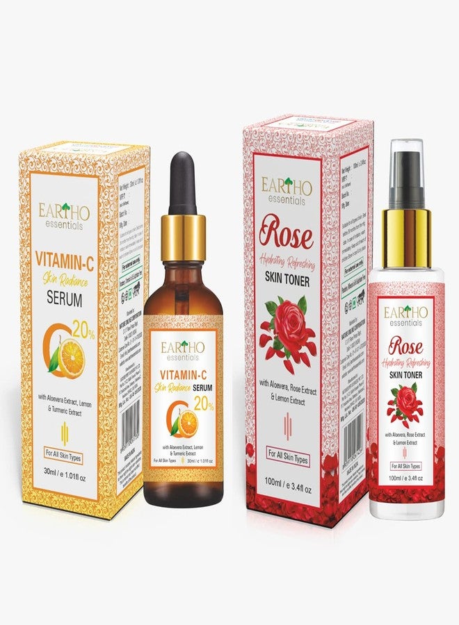 Eartho Essentials Vitamin C Skin Radiance Serum 30ml And Rose Torne 100ml - Image 1