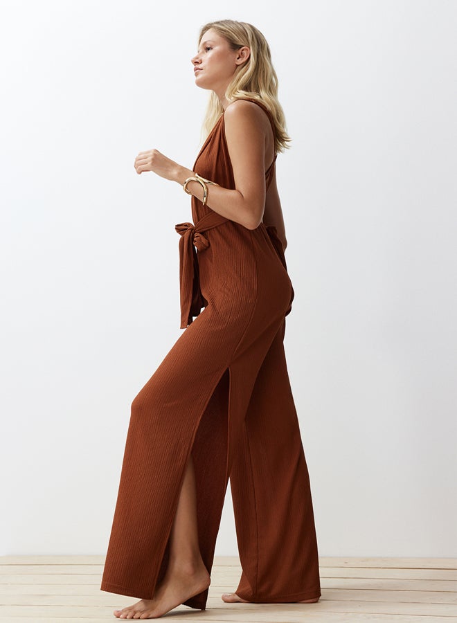trendyol Brown Woven Tied Jumpsuit TBESS23TU00010 - Image 3