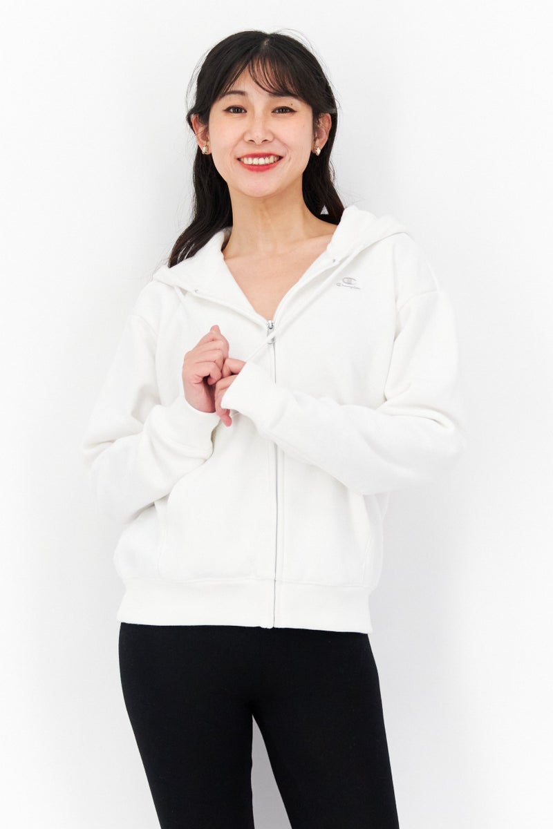 Champion سويت شيرت رياضي نسائي بغطاء رأس، أبيض - Image 1