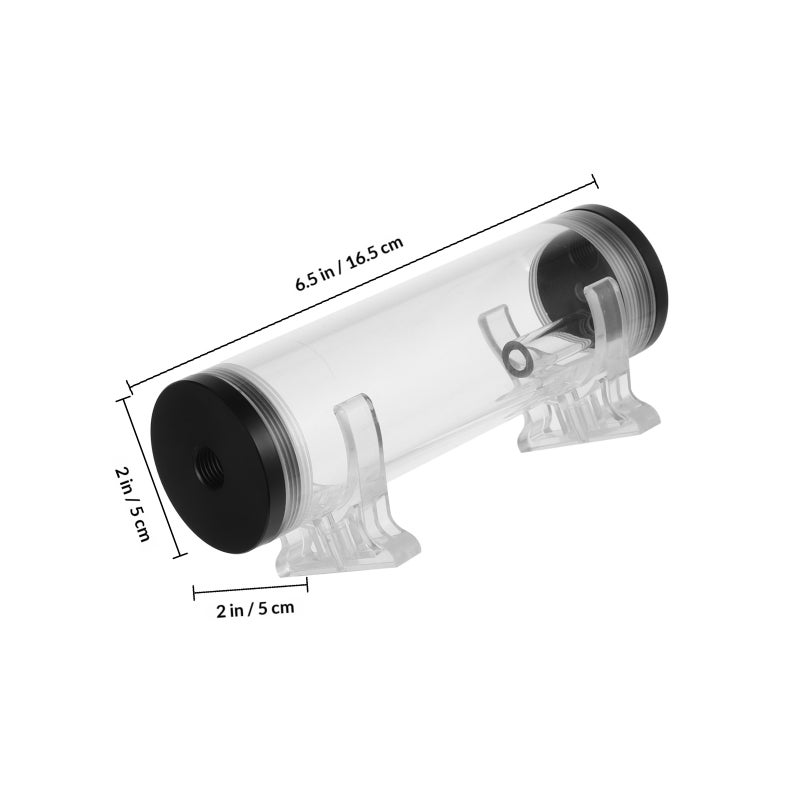 G1/4 Thread Computer Water Cooling Cylinder 16cm Cylindrical Tank Reservoir Tank for PC Computer Case Cooling System (Black) - Image 2
