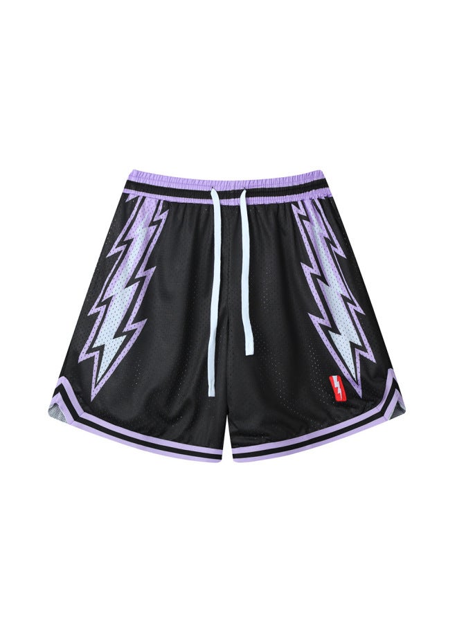 Purple Raptor Little Lightning American Basketball Sports Trendy Shorts But Knee Quarter Pants Breathable Boys Casual Pants