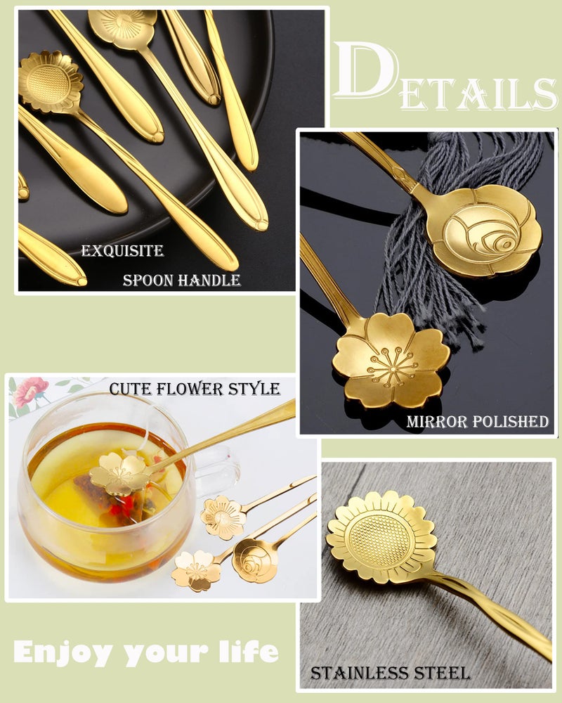 ESRISE 16 Pcs Teaspoon Gold Tea Spoons  Esrise Stainless Steel Coffee Dessert Spoon  Cute Demitasse Spoon For Drink Milkshake (Gold) - Image 5