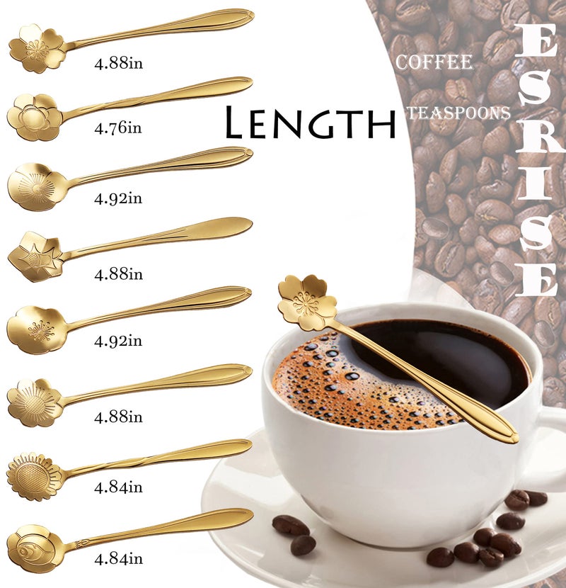 ESRISE 16 Pcs Teaspoon Gold Tea Spoons  Esrise Stainless Steel Coffee Dessert Spoon  Cute Demitasse Spoon For Drink Milkshake (Gold) - Image 2