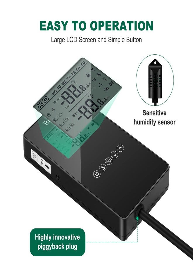 briidea Humidity Controller, Briidea Pre-Wired Humidistat Humidifier Dehumidifier with LCD Display High Accuracy Humidity Sensor, Ideal for Greenhouse Mushroom Grow Tent - Image 5