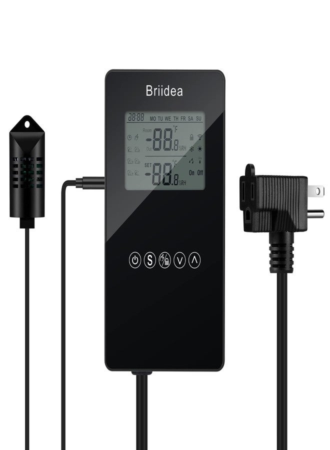 briidea Humidity Controller, Briidea Pre-Wired Humidistat Humidifier Dehumidifier with LCD Display High Accuracy Humidity Sensor, Ideal for Greenhouse Mushroom Grow Tent - Image 1