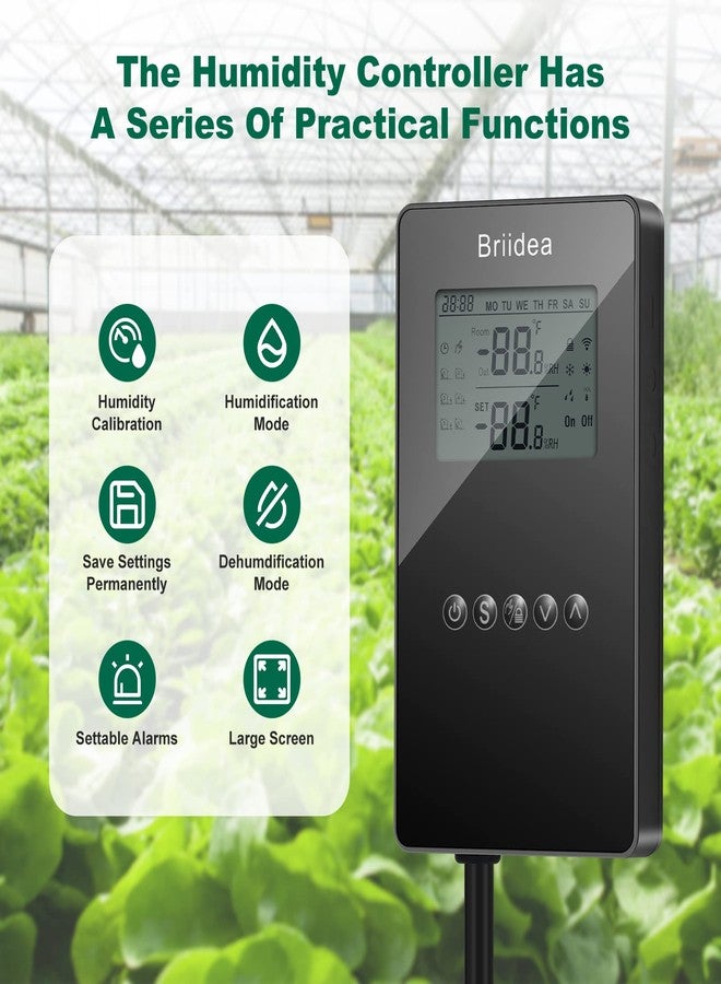 briidea Humidity Controller, Briidea Pre-Wired Humidistat Humidifier Dehumidifier with LCD Display High Accuracy Humidity Sensor, Ideal for Greenhouse Mushroom Grow Tent - Image 2