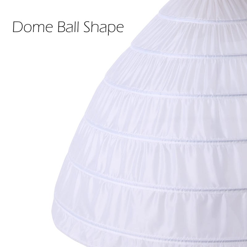 AWSALE Full A-line 6 Hoop Crinoline Petticoat Underskirt for Women Wedding Dress WPT146 White - Image 5