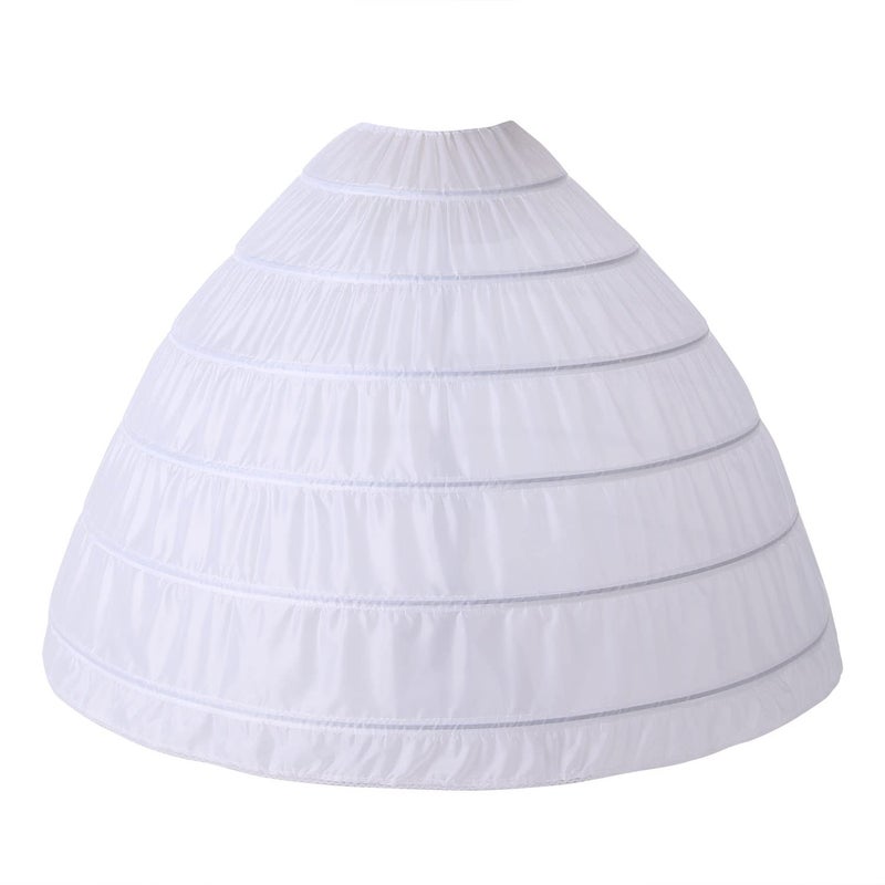 AWSALE Full A-line 6 Hoop Crinoline Petticoat Underskirt for Women Wedding Dress WPT146 White - Image 1