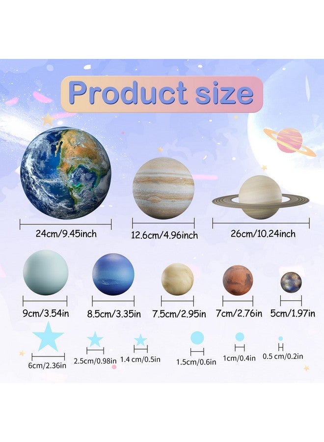Robmoda Glow in The Dark Stars Solar System Wall Decals, The Earth Wall Stickers for Bedroom, Baby Nursery Planets Sticker Decoration for Ceiling (Blue) - Image 5