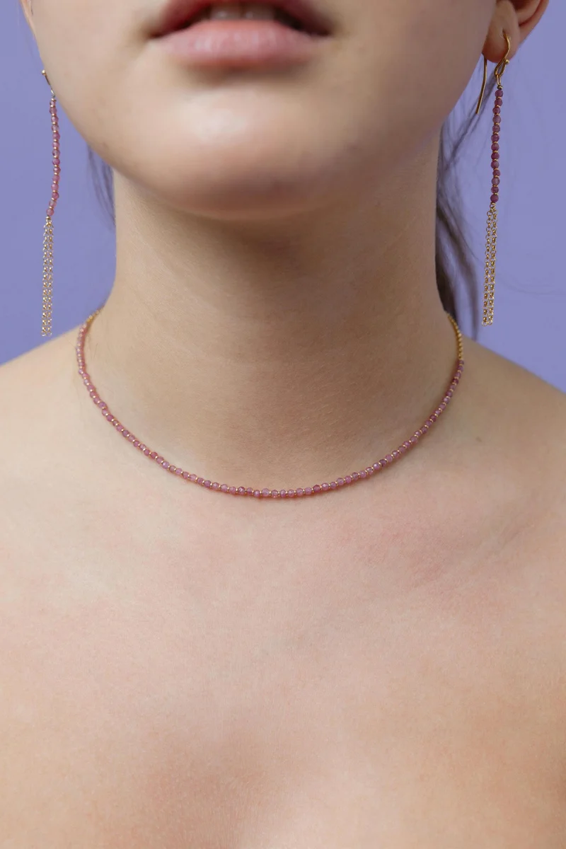 Guendalina Silver Yellow Gold Plated Necklace with Semi Precious Stones