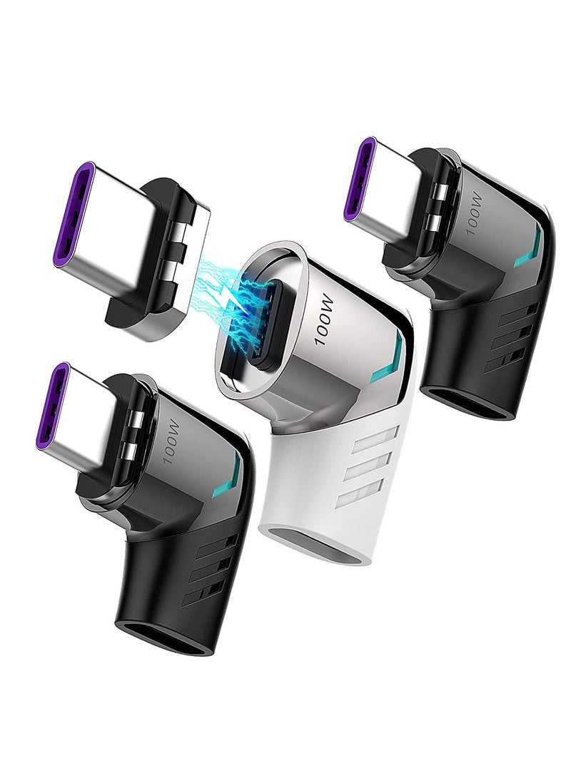 KASTWAVE MAKINGTEC USB TypeC Magnetic Adapter (3Pack) TypeC Right Angle Connector Supports USB PD 100W Fast Charging and 480Mb/s Data Transfer Notebook Adapter Compatible with USB TypeC Phones  - Image 1