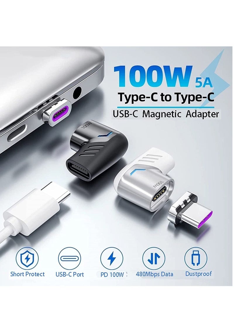 KASTWAVE MAKINGTEC USB TypeC Magnetic Adapter (3Pack) TypeC Right Angle Connector Supports USB PD 100W Fast Charging and 480Mb/s Data Transfer Notebook Adapter Compatible with USB TypeC Phones  - Image 4