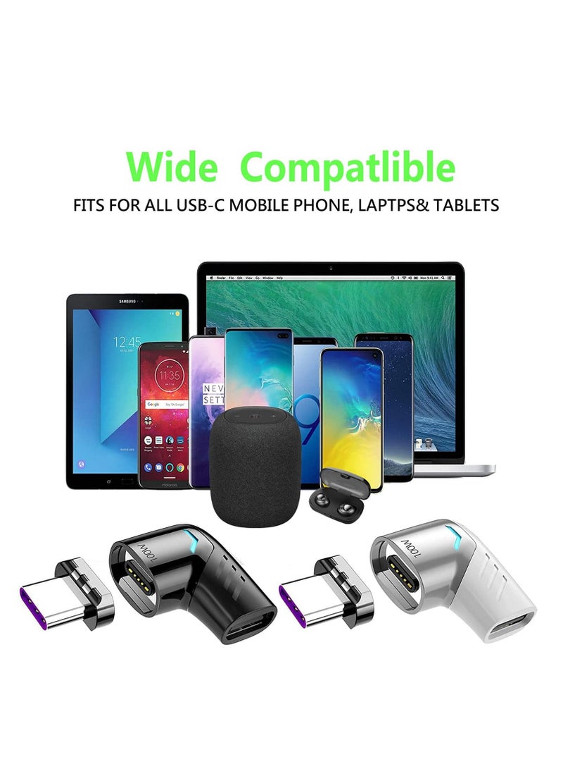 KASTWAVE MAKINGTEC USB TypeC Magnetic Adapter (3Pack) TypeC Right Angle Connector Supports USB PD 100W Fast Charging and 480Mb/s Data Transfer Notebook Adapter Compatible with USB TypeC Phones  - Image 3
