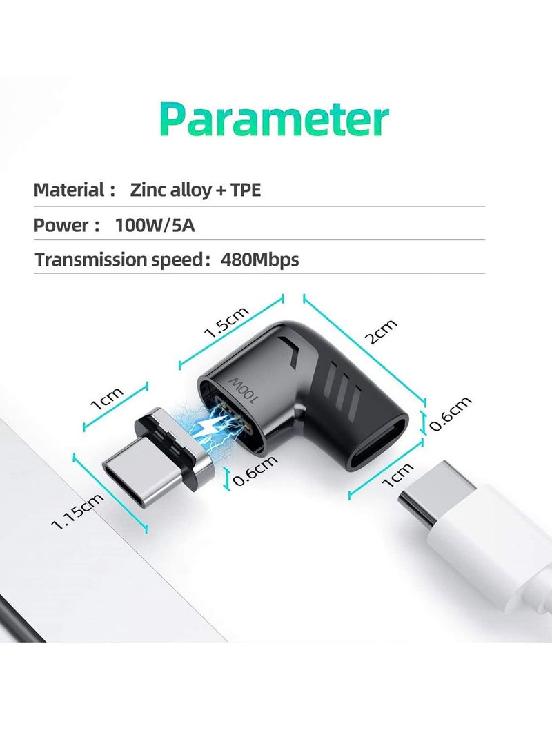 KASTWAVE MAKINGTEC USB TypeC Magnetic Adapter (3Pack) TypeC Right Angle Connector Supports USB PD 100W Fast Charging and 480Mb/s Data Transfer Notebook Adapter Compatible with USB TypeC Phones  - Image 5