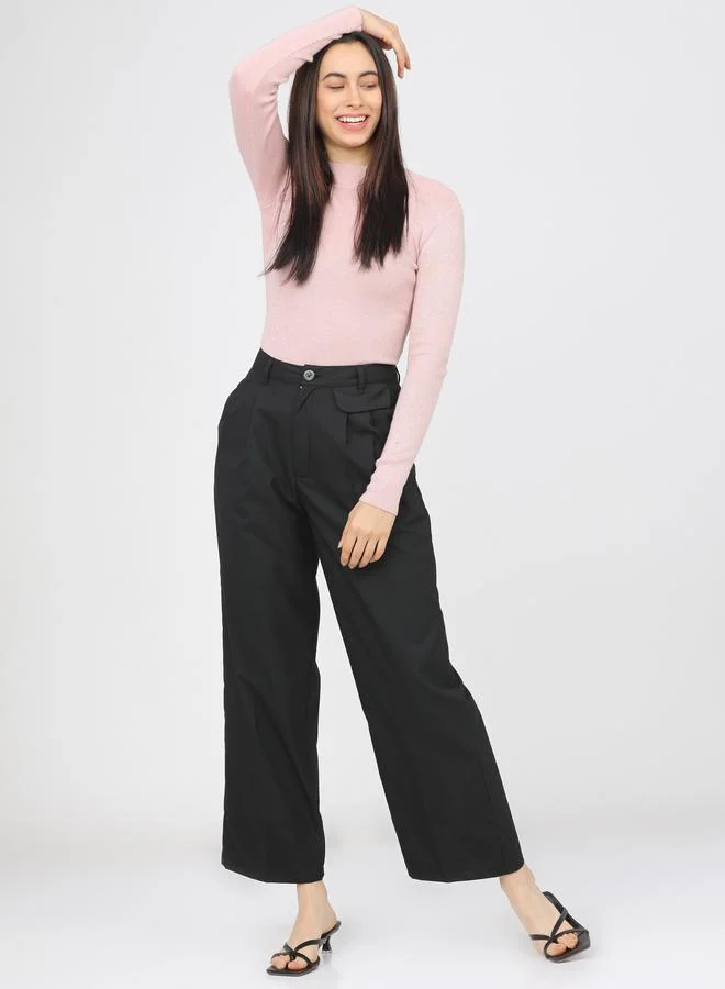 Tokyo Talkies Straight Fit Easy Wash Pleated Parallel Trouser by Styli