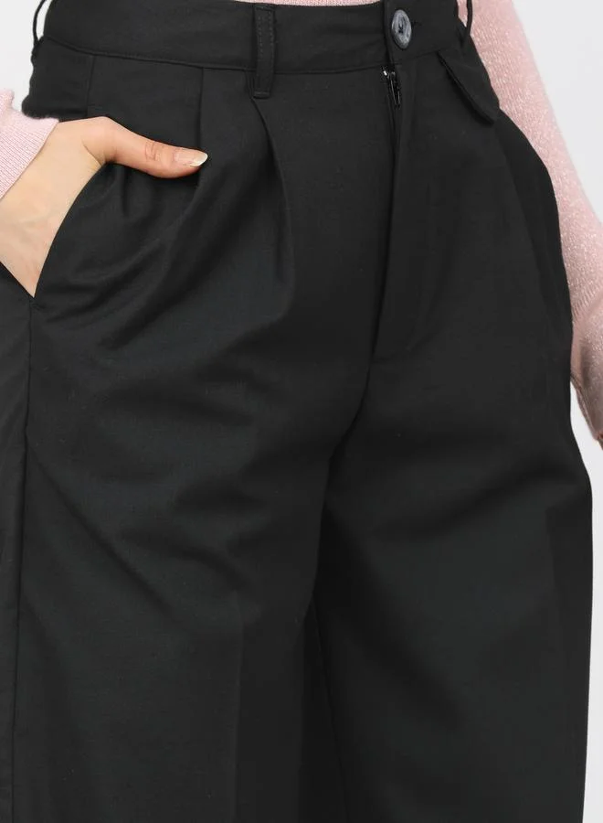 Tokyo Talkies Straight Fit Easy Wash Pleated Parallel Trouser by Styli