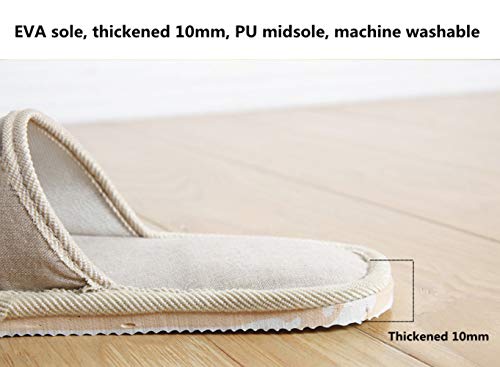 Tiger007 6 Pair of Open Toe Breathable Slippers,Solid Color Casual Slippers,Spa Slippers for Guests, Hotel, Travel, Unisex Universal Size Washable (6 beige large size) - Image 3