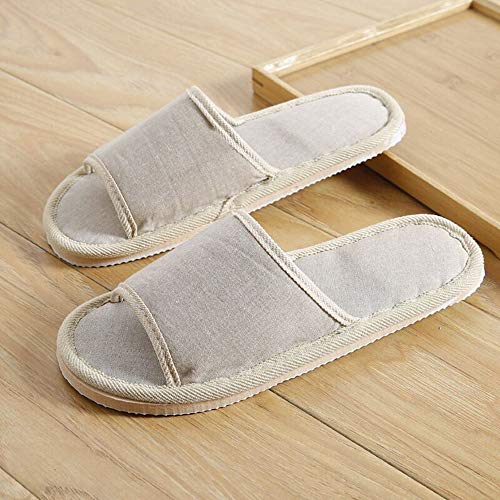 Tiger007 6 Pair of Open Toe Breathable Slippers,Solid Color Casual Slippers,Spa Slippers for Guests, Hotel, Travel, Unisex Universal Size Washable (6 beige large size) - Image 5