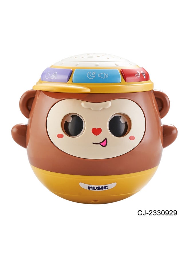 CJ Baby Tumbler Hand Drum Early Education Cute Monkey Music Light Projection Drum Educational Toy - Image 5